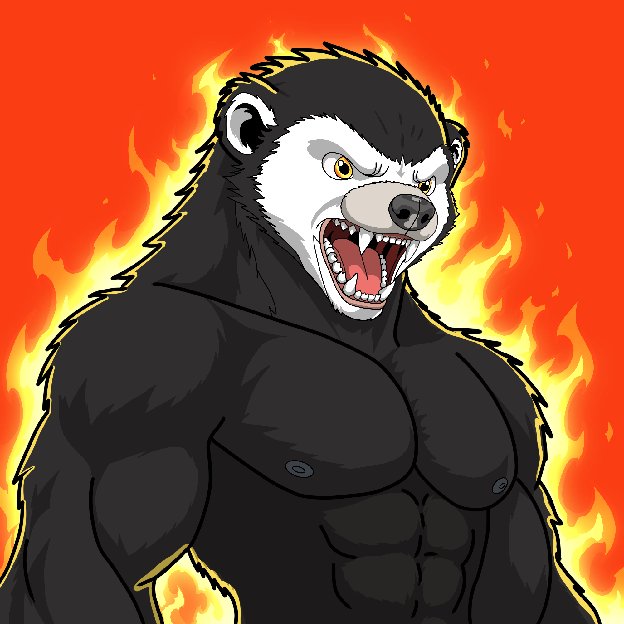 RATELMAFIA NFT: honey badger against a blazing fire background